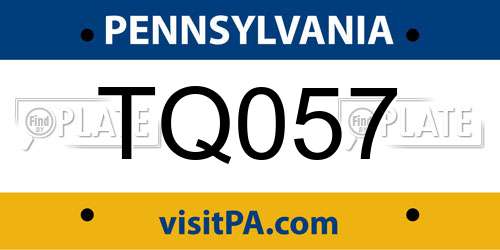 TQ057 Pennsylvania License Plate