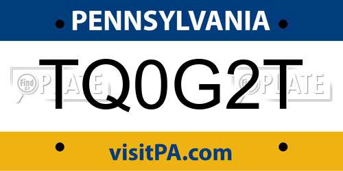 TQ0G2T Pennsylvania License Plate