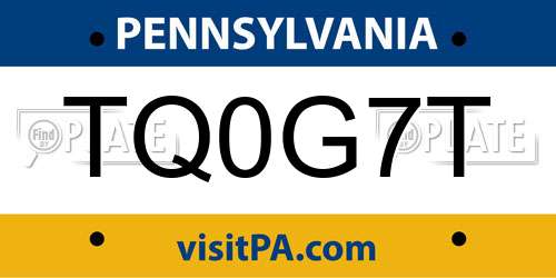 TQ0G7T Pennsylvania License Plate