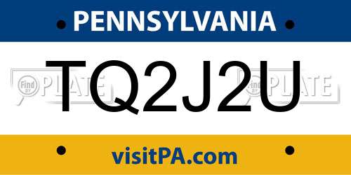 TQ2J2U Pennsylvania License Plate