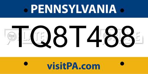 TQ8T488 Pennsylvania License Plate