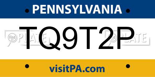 TQ9T2P Pennsylvania License Plate