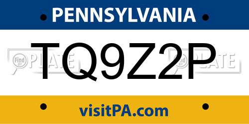 TQ9Z2P Pennsylvania License Plate
