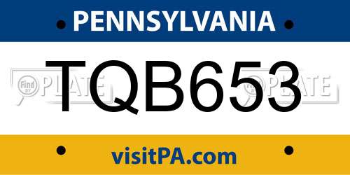 TQB653 Pennsylvania License Plate