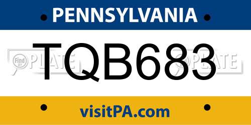 TQB683 Pennsylvania License Plate