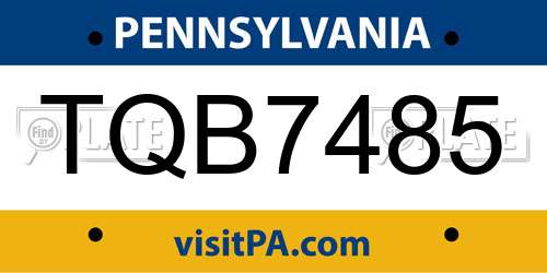 TQB7485 Pennsylvania License Plate