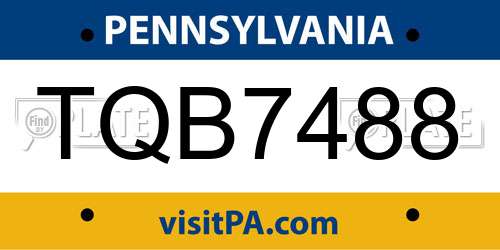 TQB7488 Pennsylvania License Plate