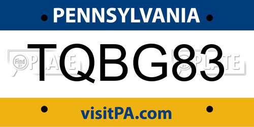 TQBG83 Pennsylvania License Plate