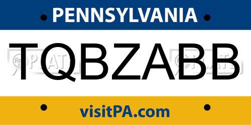 TQBZABB Pennsylvania License Plate