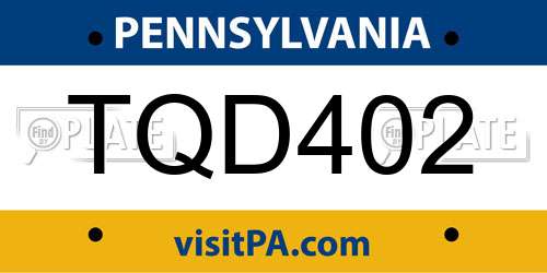 TQD402 Pennsylvania License Plate