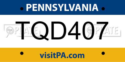 TQD407 Pennsylvania License Plate