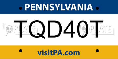 TQD40T Pennsylvania License Plate