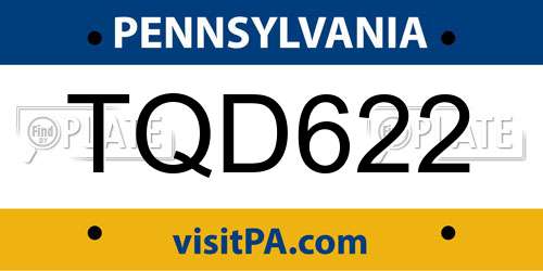 TQD622 Pennsylvania License Plate