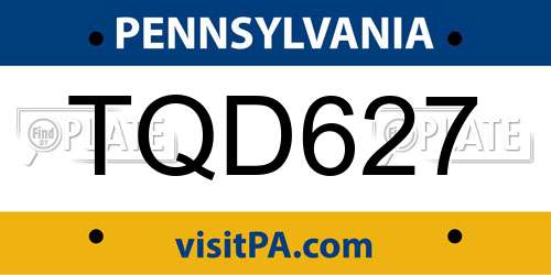 TQD627 Pennsylvania License Plate