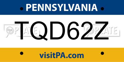 TQD62Z Pennsylvania License Plate