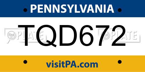 TQD672 Pennsylvania License Plate
