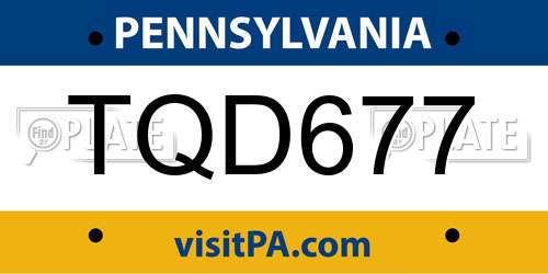 TQD677 Pennsylvania License Plate