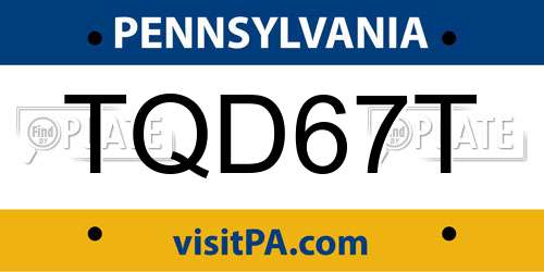 TQD67T Pennsylvania License Plate