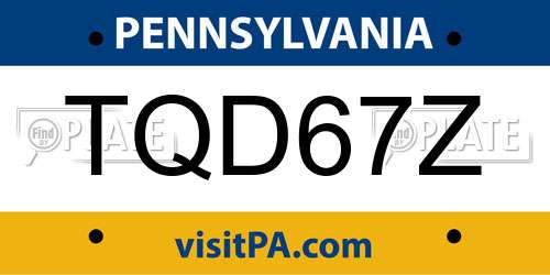 TQD67Z Pennsylvania License Plate