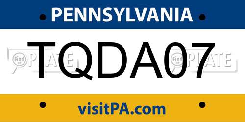 TQDA07 Pennsylvania License Plate