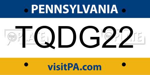 TQDG22 Pennsylvania License Plate