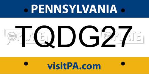 TQDG27 Pennsylvania License Plate