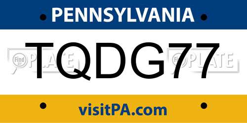TQDG77 Pennsylvania License Plate