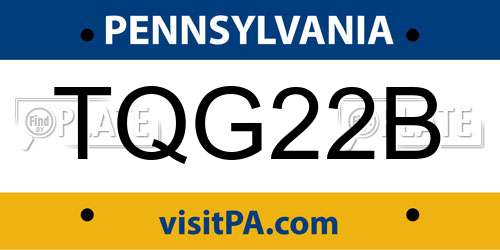 TQG22B Pennsylvania License Plate