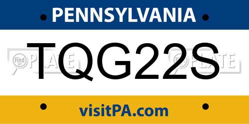 TQG22S Pennsylvania License Plate