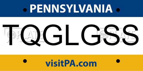 TQGLGSS Pennsylvania License Plate