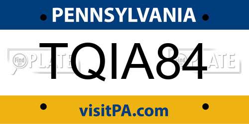 TQIA84 Pennsylvania License Plate