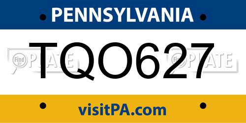 TQO627 Pennsylvania License Plate