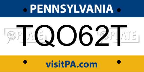 TQO62T Pennsylvania License Plate