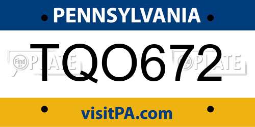 TQO672 Pennsylvania License Plate