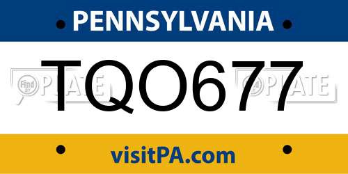 TQO677 Pennsylvania License Plate