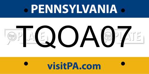 TQOA07 Pennsylvania License Plate