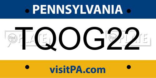 TQOG22 Pennsylvania License Plate