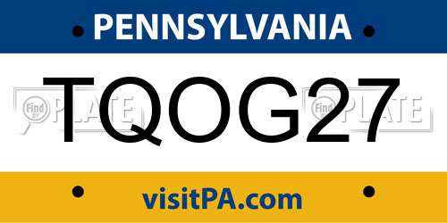 TQOG27 Pennsylvania License Plate