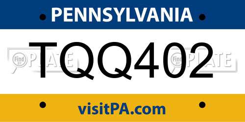 TQQ402 Pennsylvania License Plate
