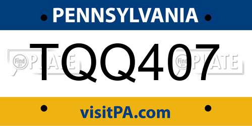 TQQ407 Pennsylvania License Plate