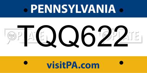 TQQ622 Pennsylvania License Plate