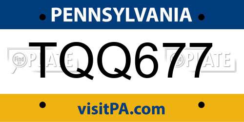 TQQ677 Pennsylvania License Plate