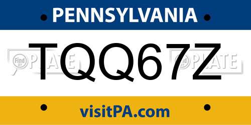 TQQ67Z Pennsylvania License Plate