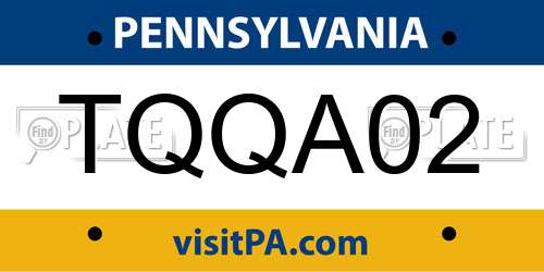 TQQA02 Pennsylvania License Plate