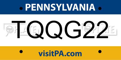 TQQG22 Pennsylvania License Plate