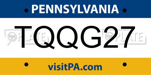 TQQG27 Pennsylvania License Plate