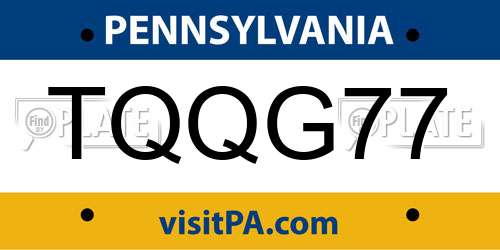 TQQG77 Pennsylvania License Plate