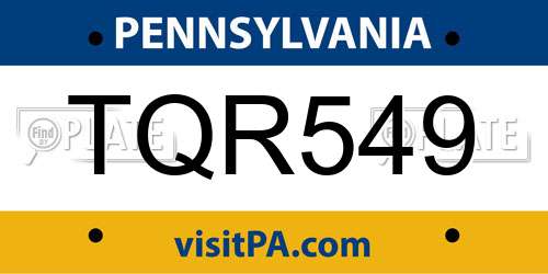 TQR549 Pennsylvania License Plate