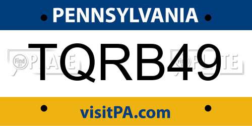 TQRB49 Pennsylvania License Plate