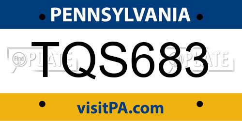 TQS683 Pennsylvania License Plate